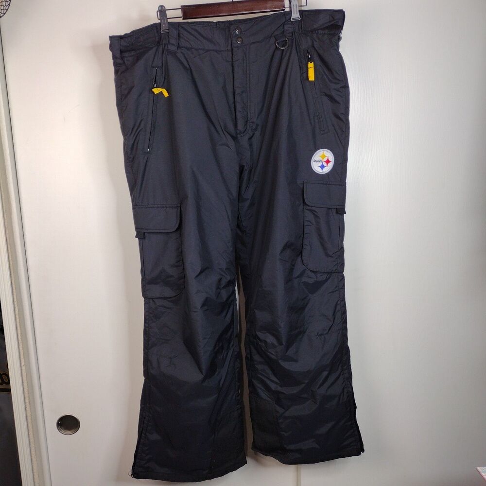 NFL Team Apparel Pittsburg Steelers Snow Pants Mens 2X Black Outdoor Ski Cargo